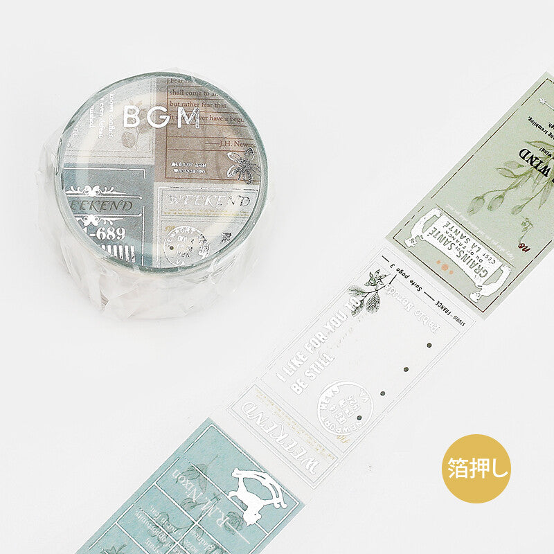 BGM Botanical washi tape with vintage card and plant illustrations