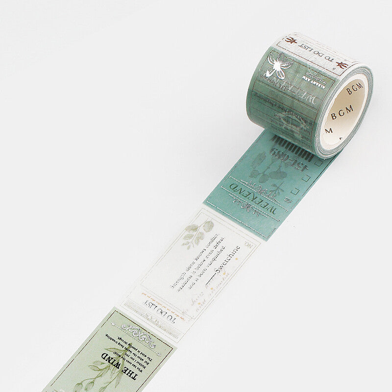BGM washi tape featuring tickets with botanical decoration