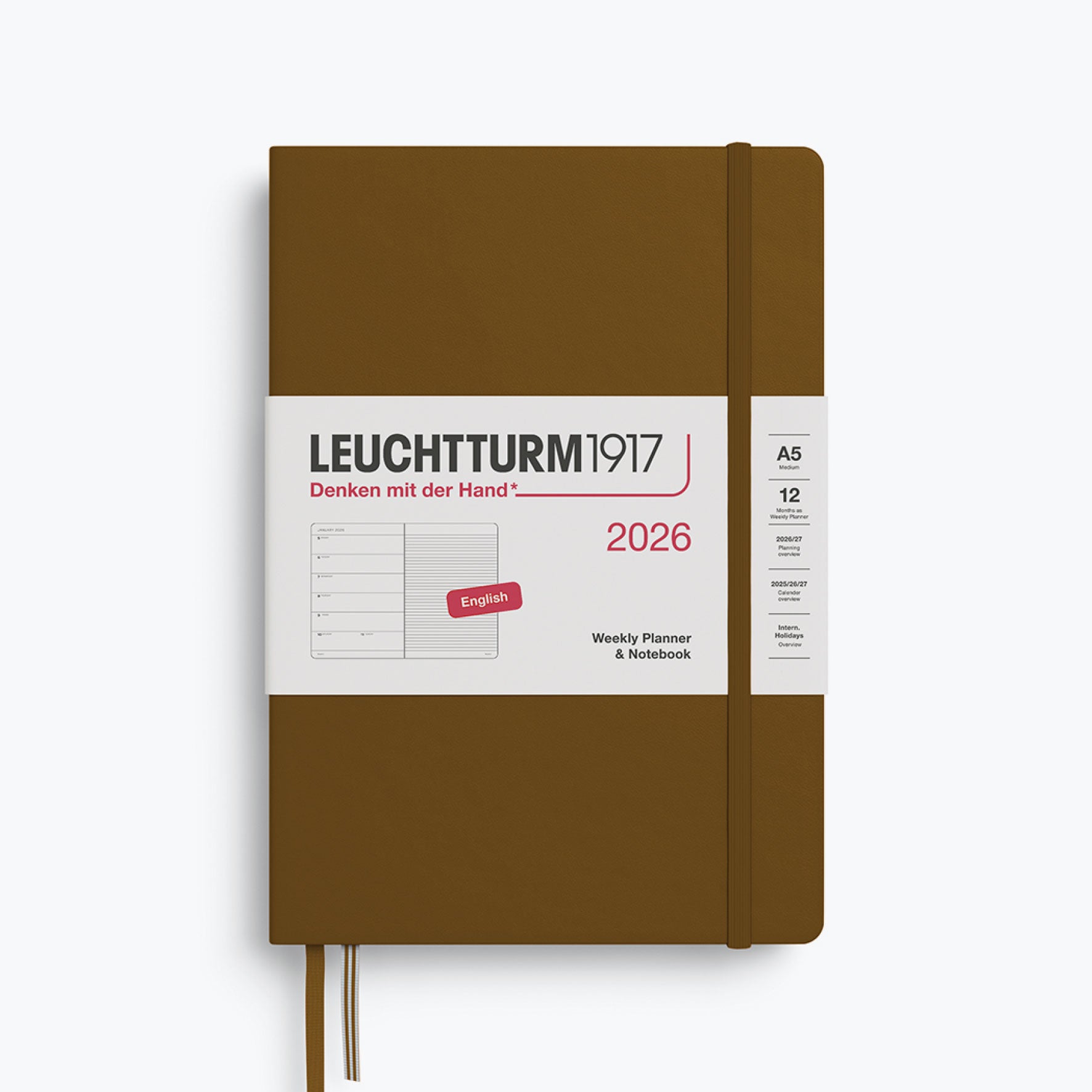 Leuchtturm1917 - 2026 Diary - Weekly Notebook - A5 - Spice Brown (Hard)