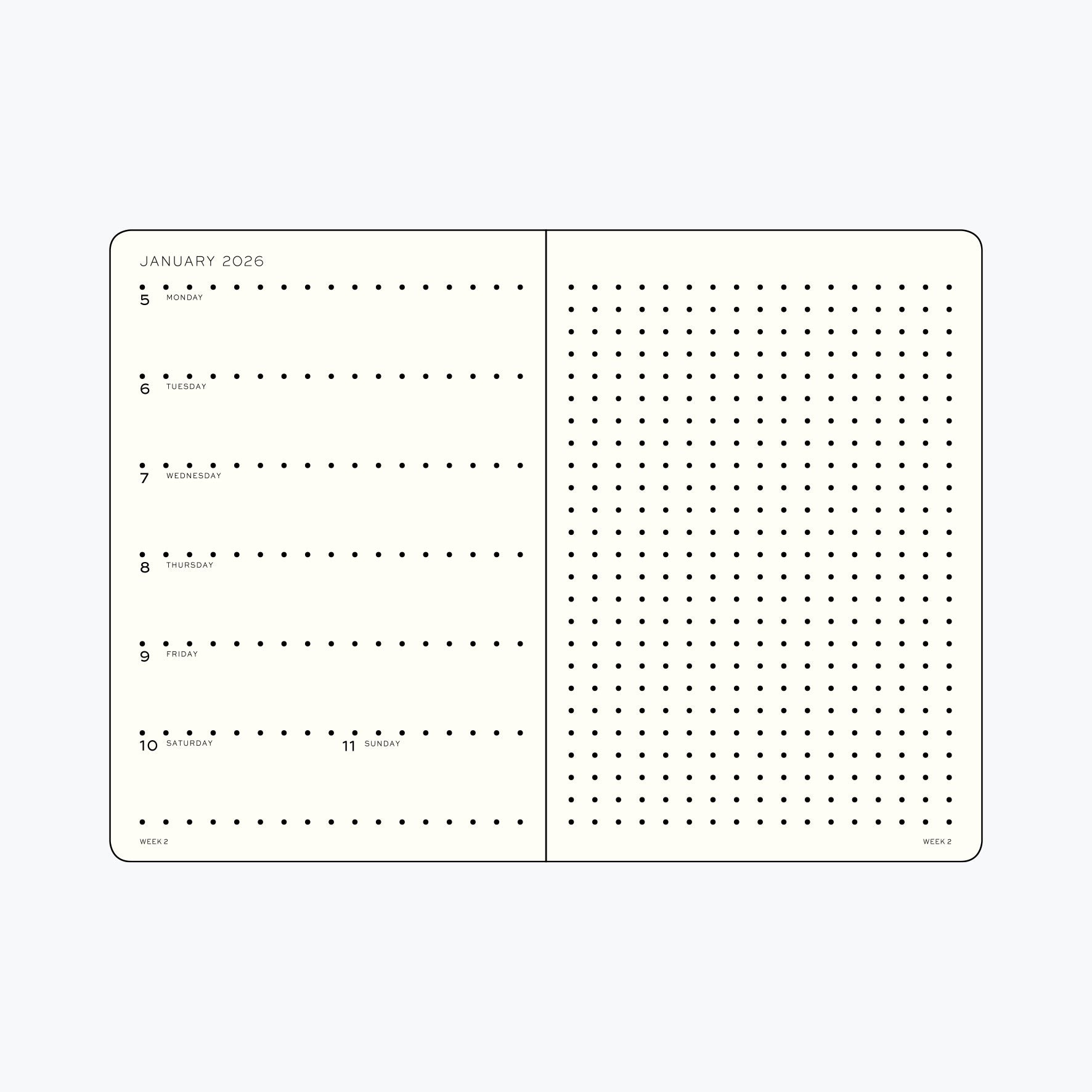 Leuchtturm1917 - 2026 Diary - Weekly Notebook - Dotted - Wallet - Dusty Rose