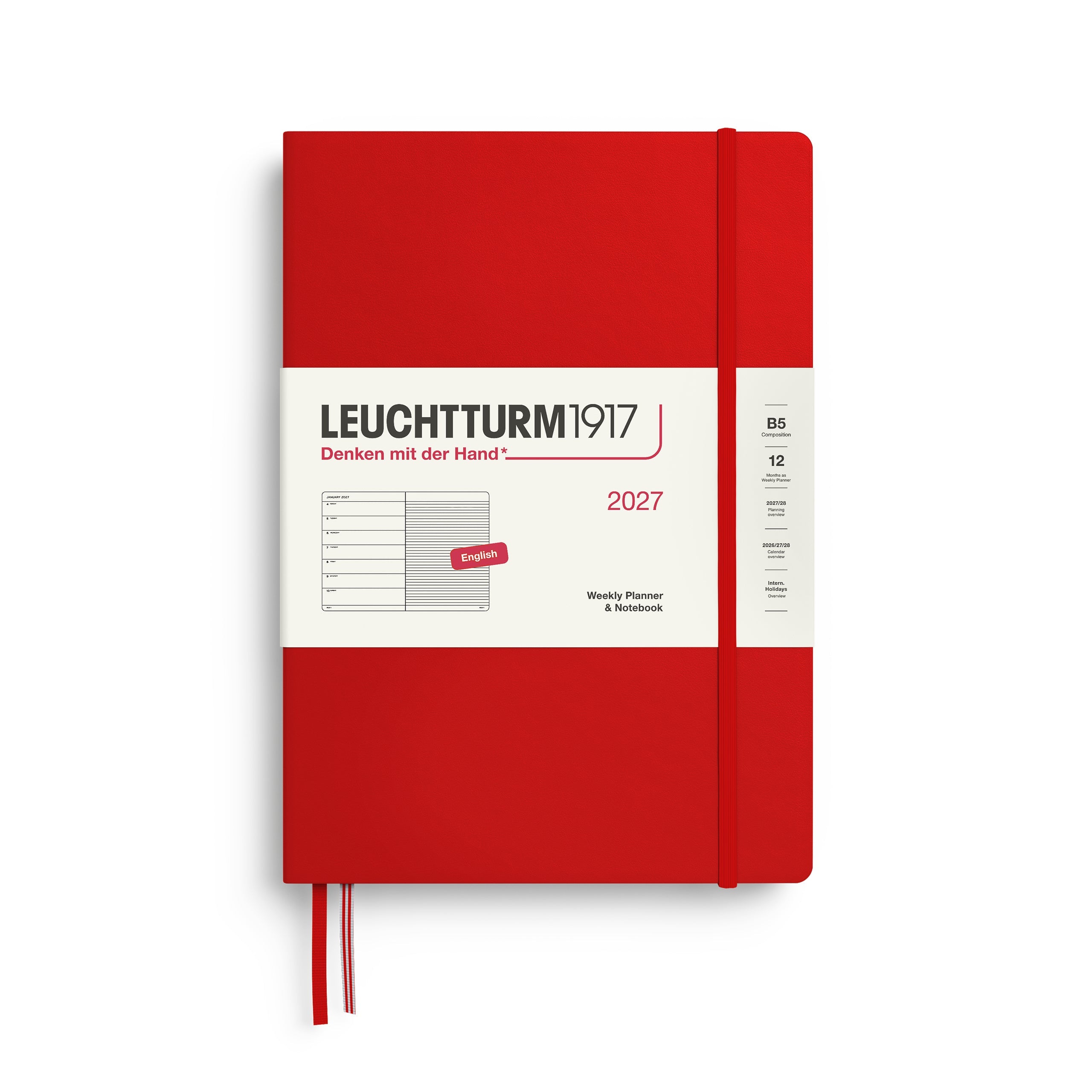 Leuchtturm1917 2027 B5 Cherry Weekly Notebook diary