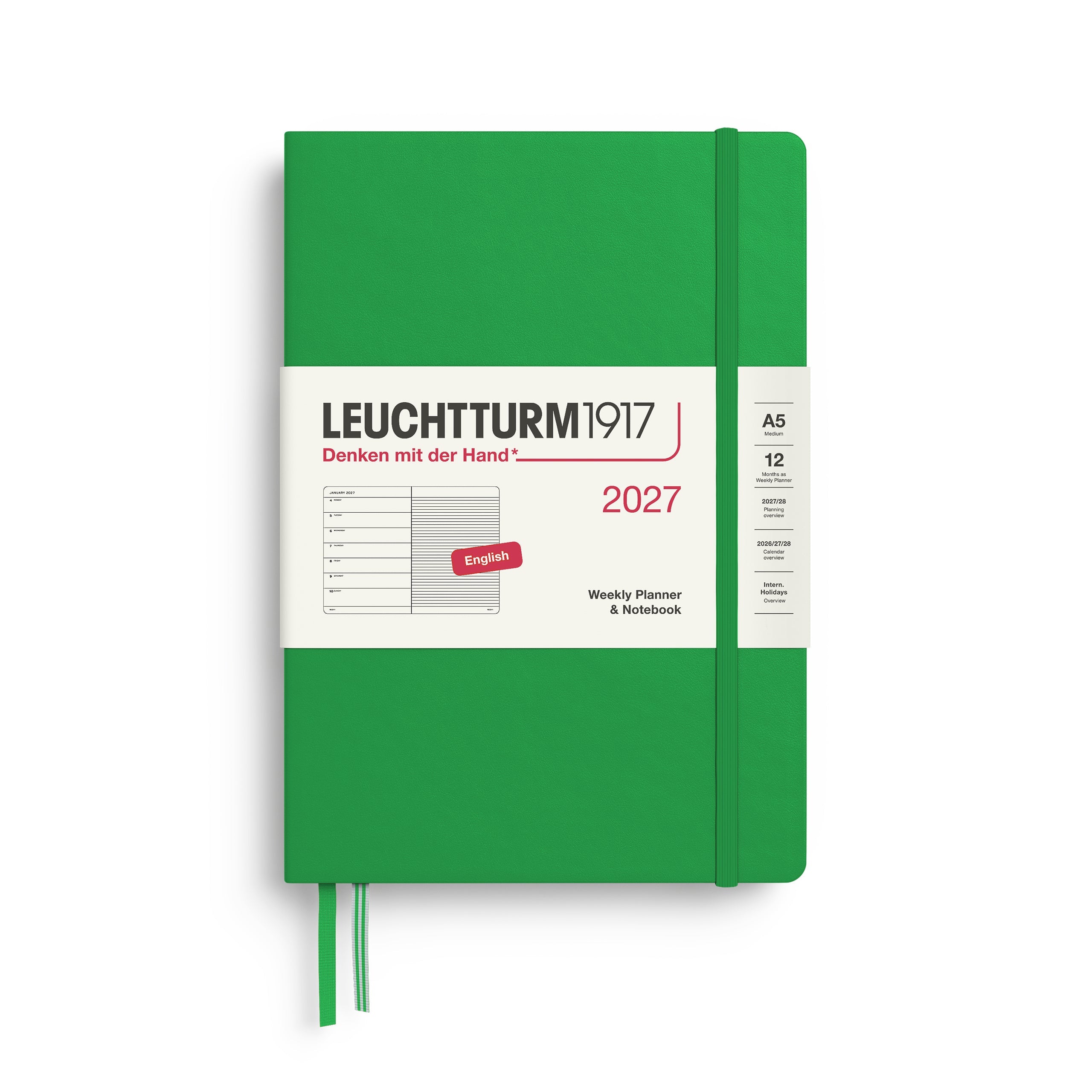 Leuchtturm1917 2027 A5 Spring Leaf Weekly Notebook diary, hardcover