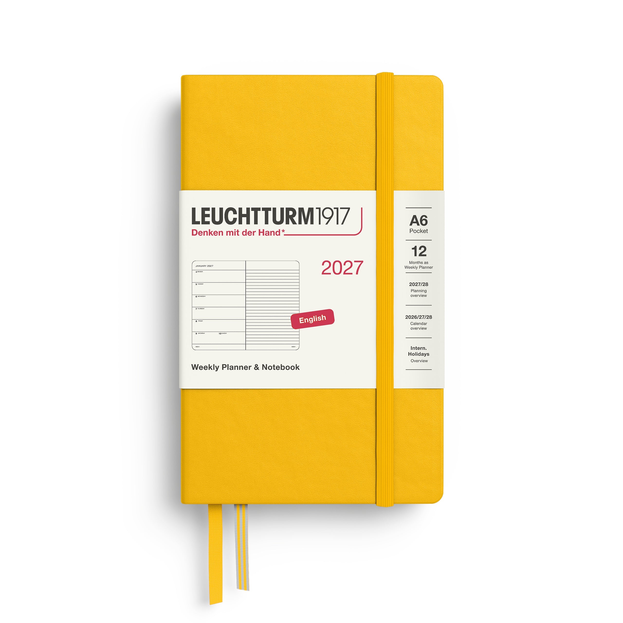 Leuchtturm1917 2027 A6 Sunflower Weekly Notebook diary, hardcover