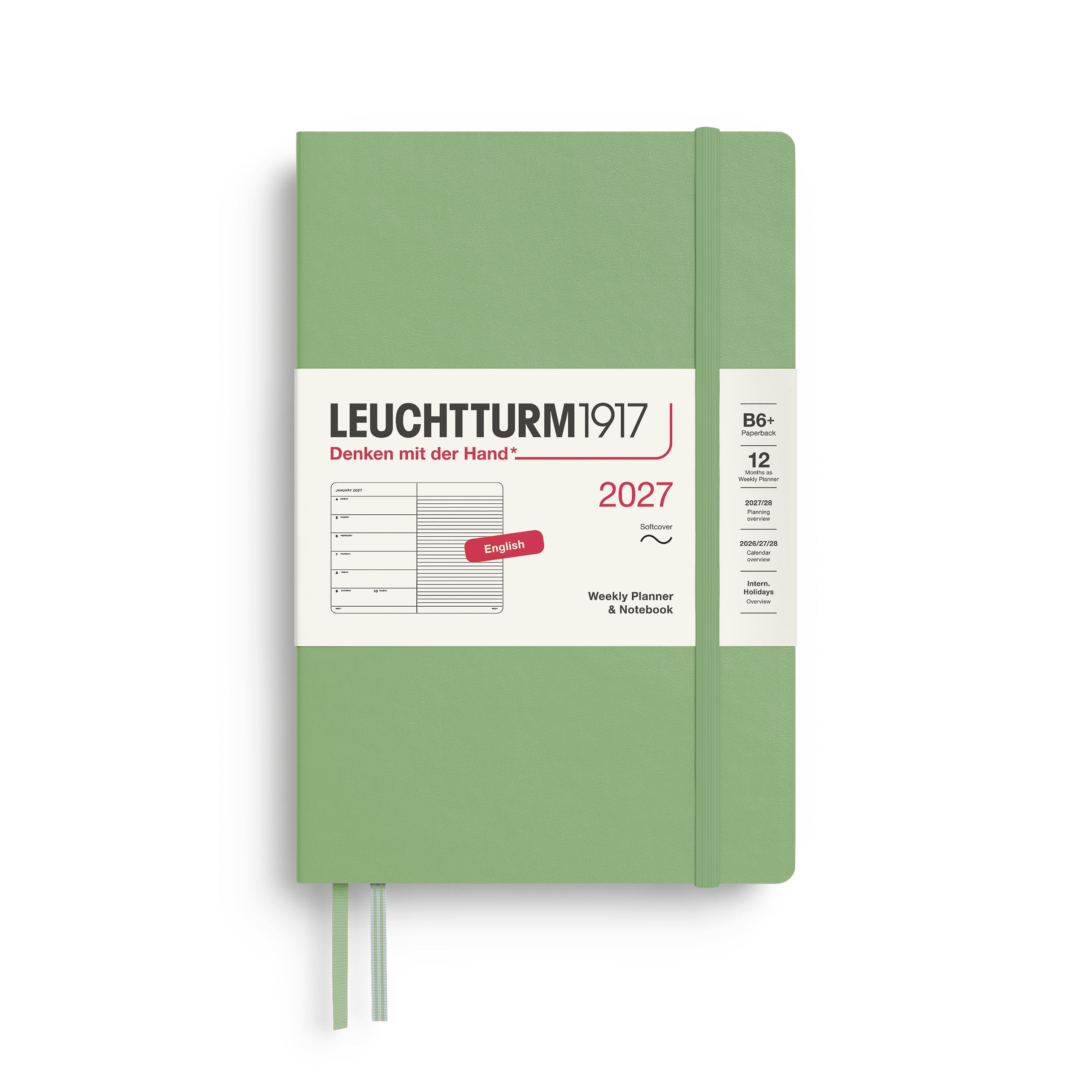Leuchtturm1917 2027 B6+ Sage Weekly Notebook diary