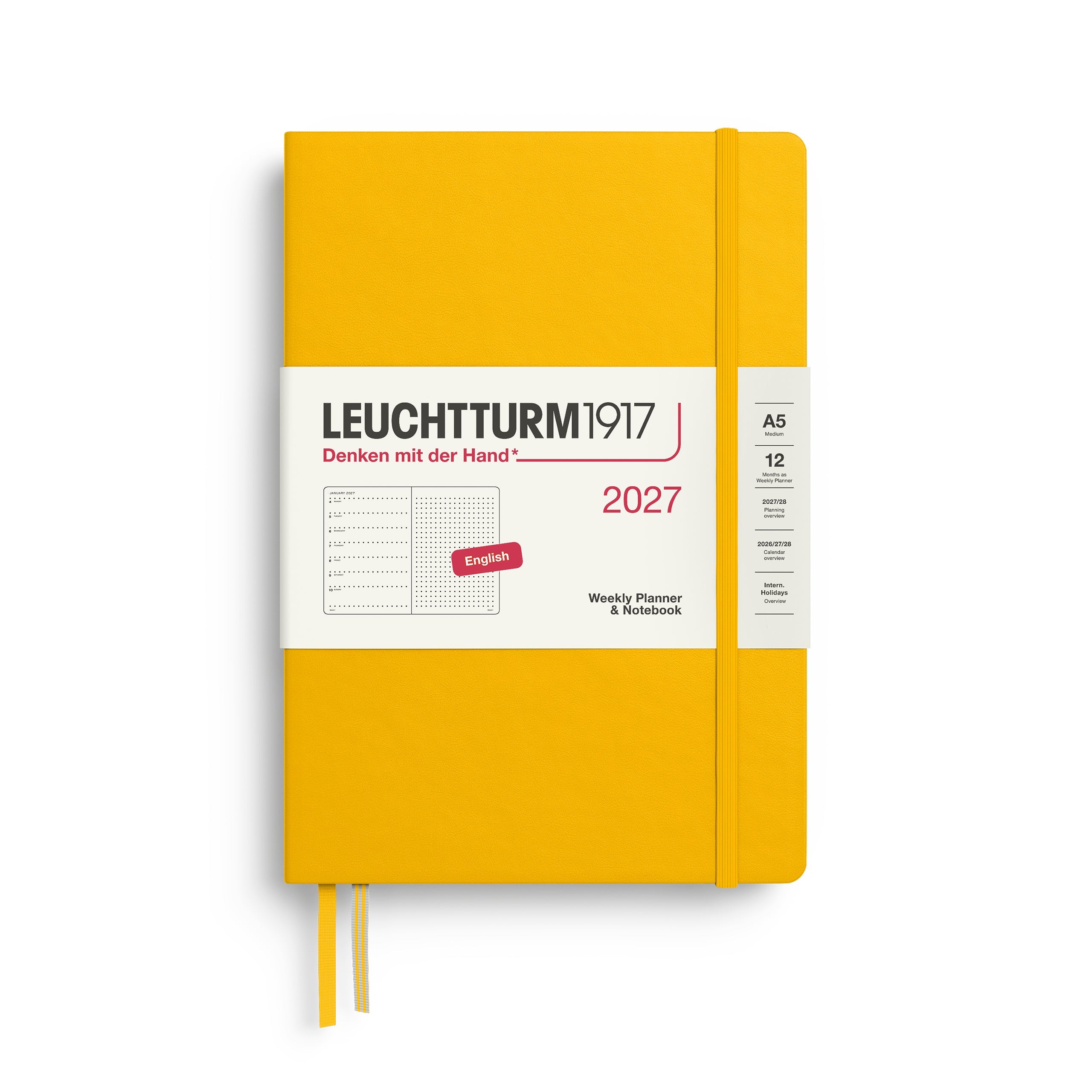 Leuchtturm1917 2027 A5 Sunflower Dotted Weekly Notebook diary