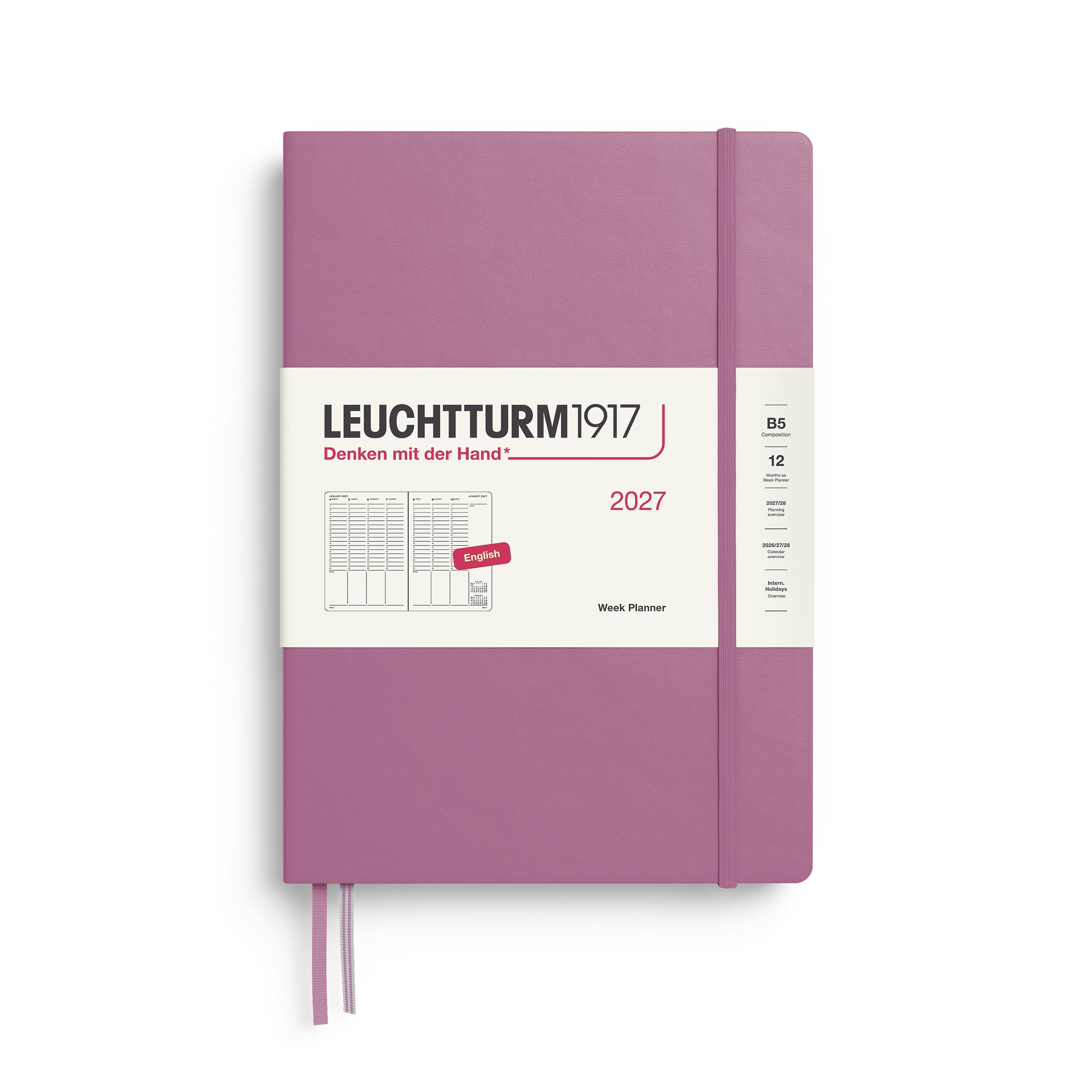 Leuchtturm1917 2027 B5 Dusty Rose Week Planner diary