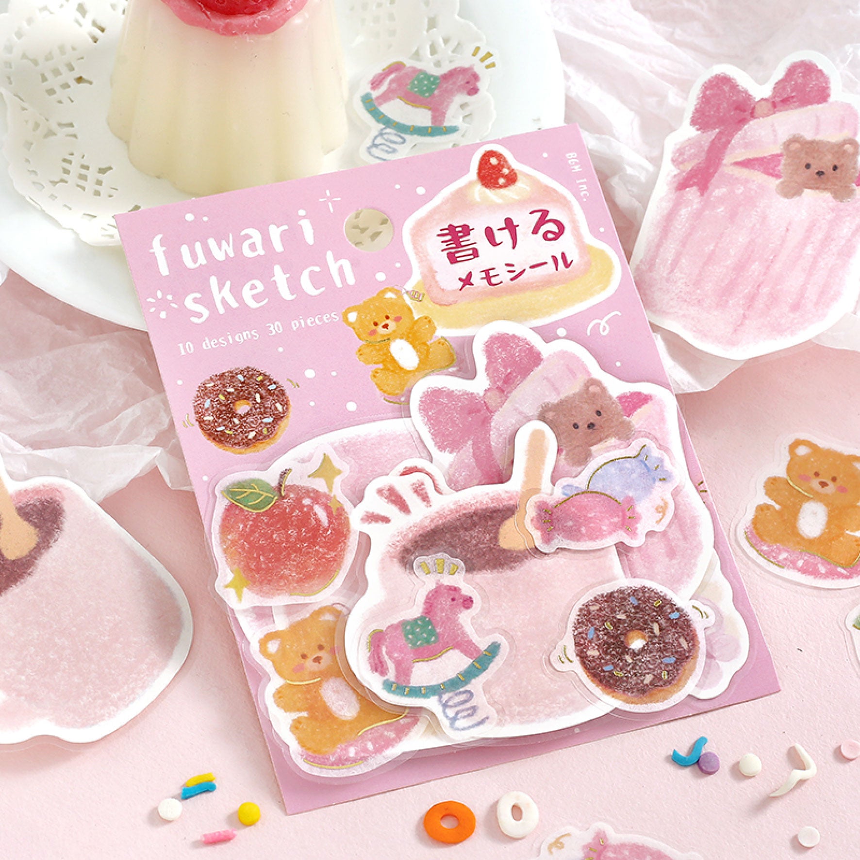 BGM - Planner Sticker - Flake Seal - Fuwari Sketch - Pink