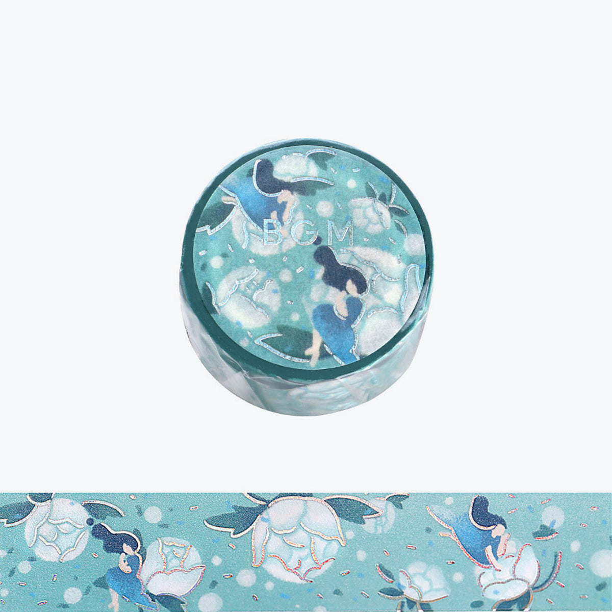 BGM turquoise floral washi tape