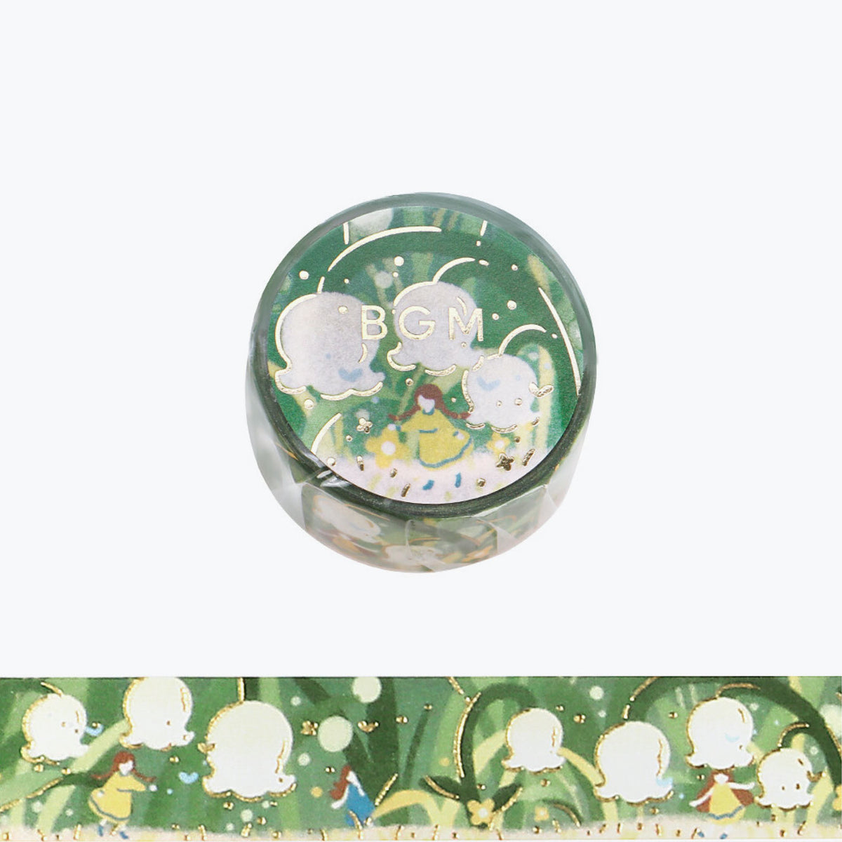 BGM green and white flowers washi tape