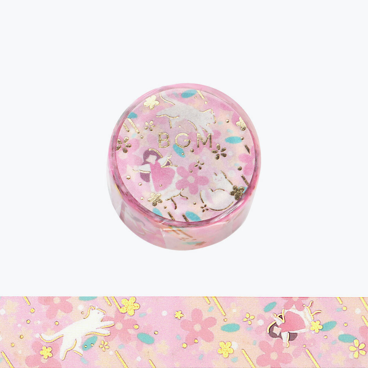 Pink and gold washi tape by BGM with cats and girls