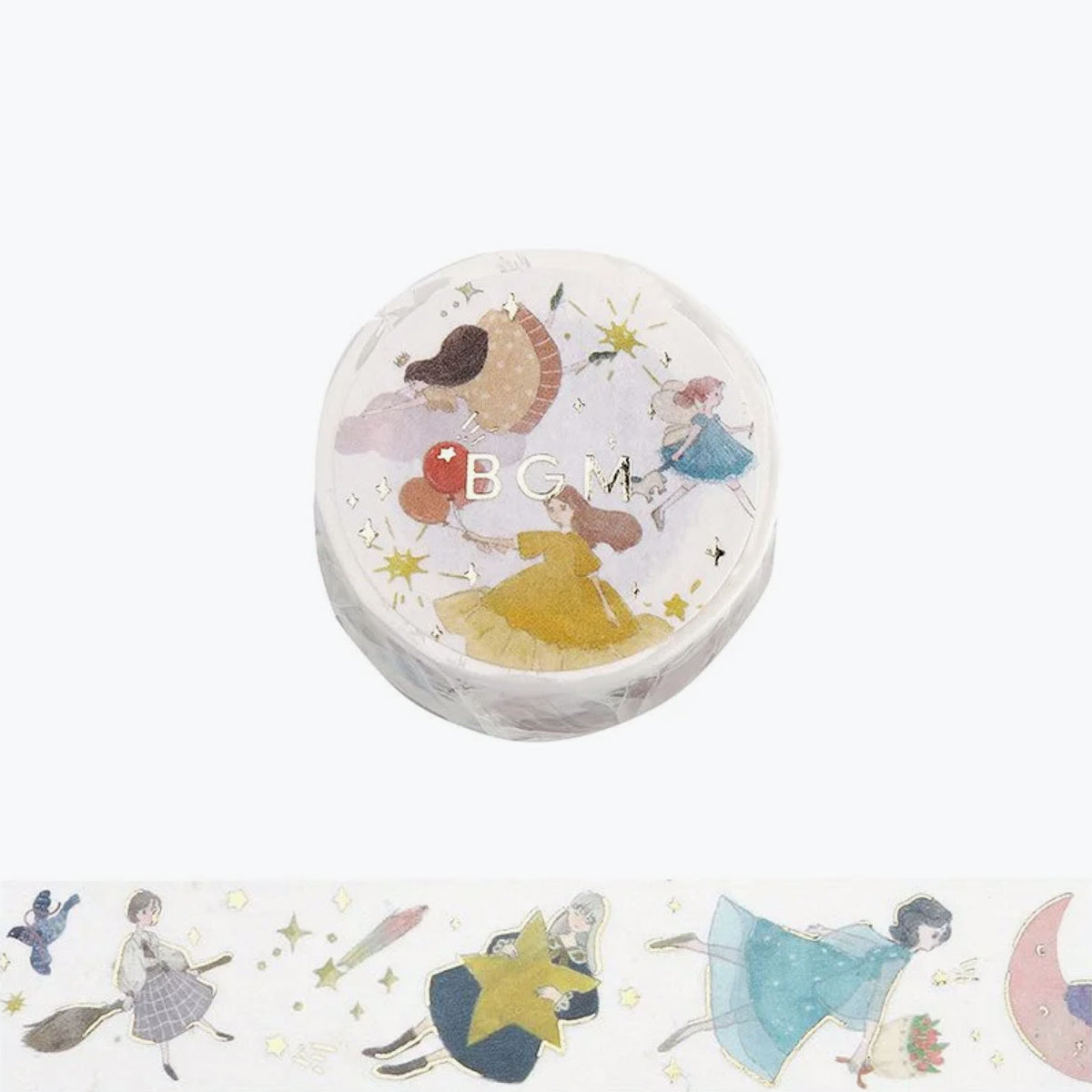 BGM Life collection washi tape with girls flying among stars