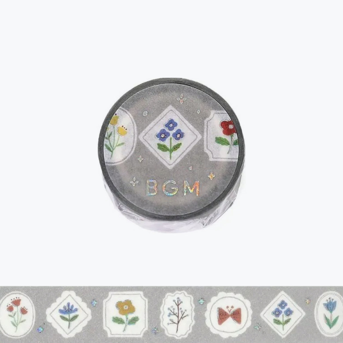 BGM nordic forest washi tape featuring flowers in vintage frames