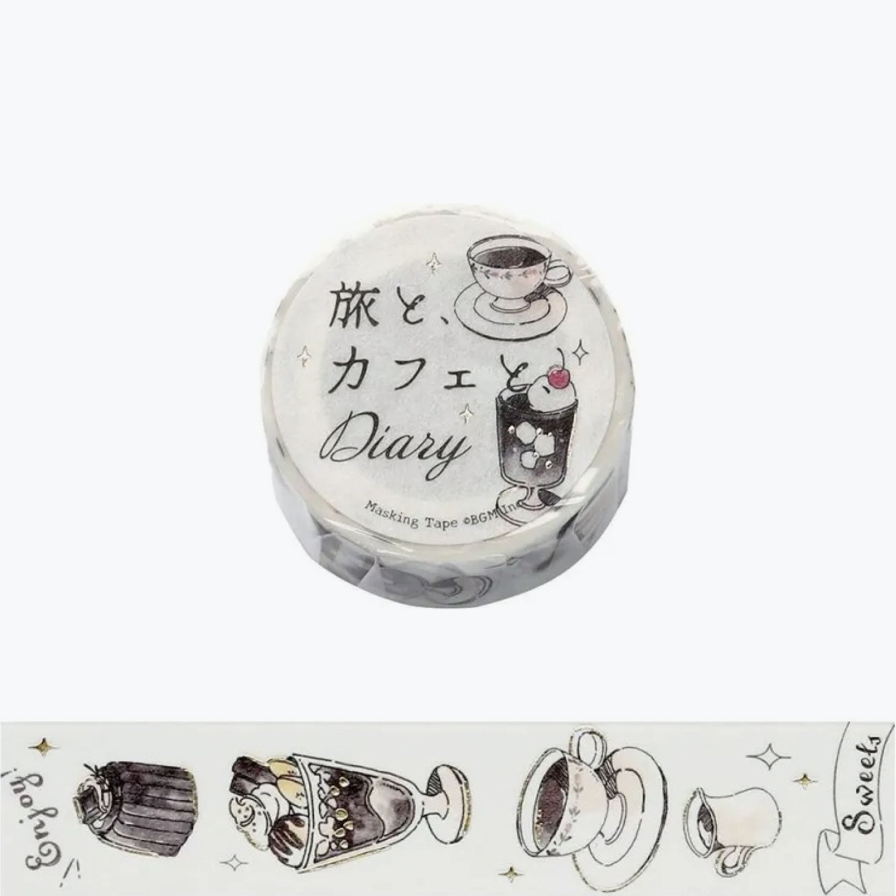 BGM washi tape with mocha toned coffee and sweets