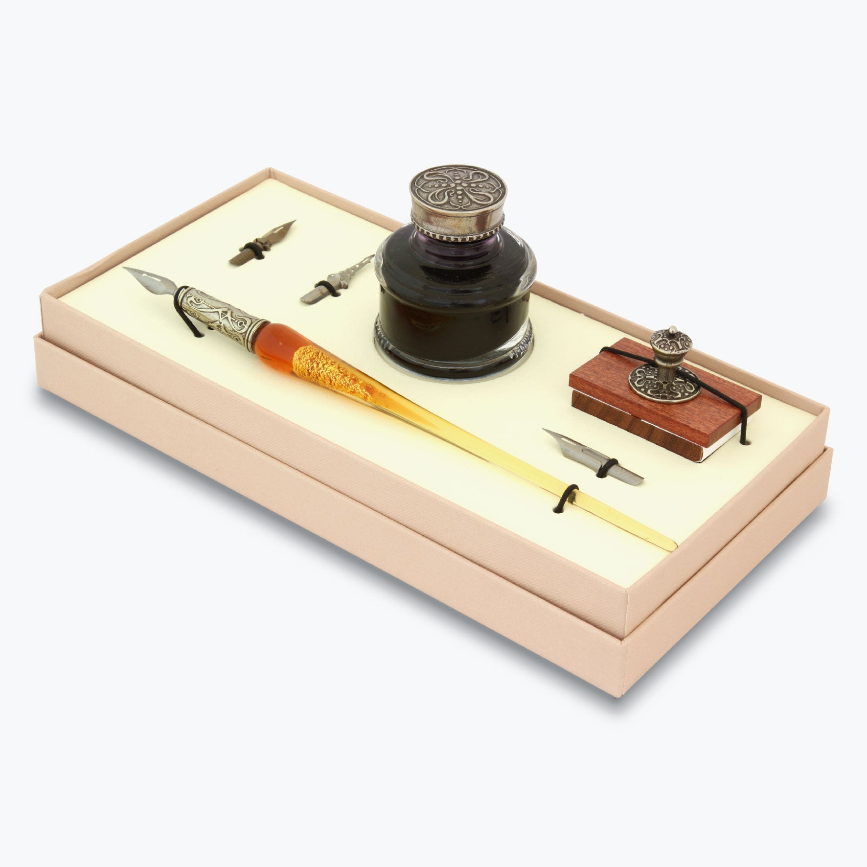 Bortoletti - Writing Pen Set - Murano Glass - Amber <Outgoing>