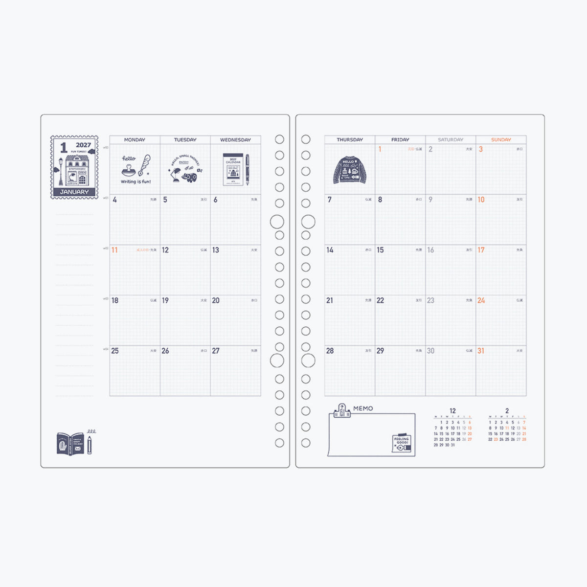 Kleid x Eric - 2027 Diary - Binder Refill - A5 - White