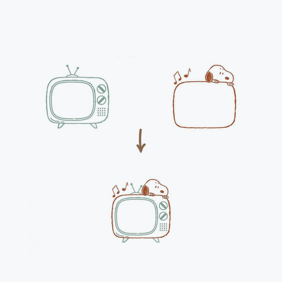 Kutsuwa - Stamp - Hancoco Slide - Snoopy - TV Set