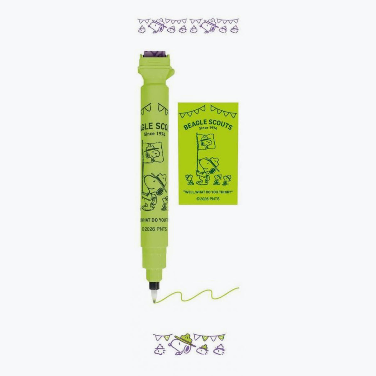 Kutsuwa - Stamp Pen - Cruro - Snoopy - Green