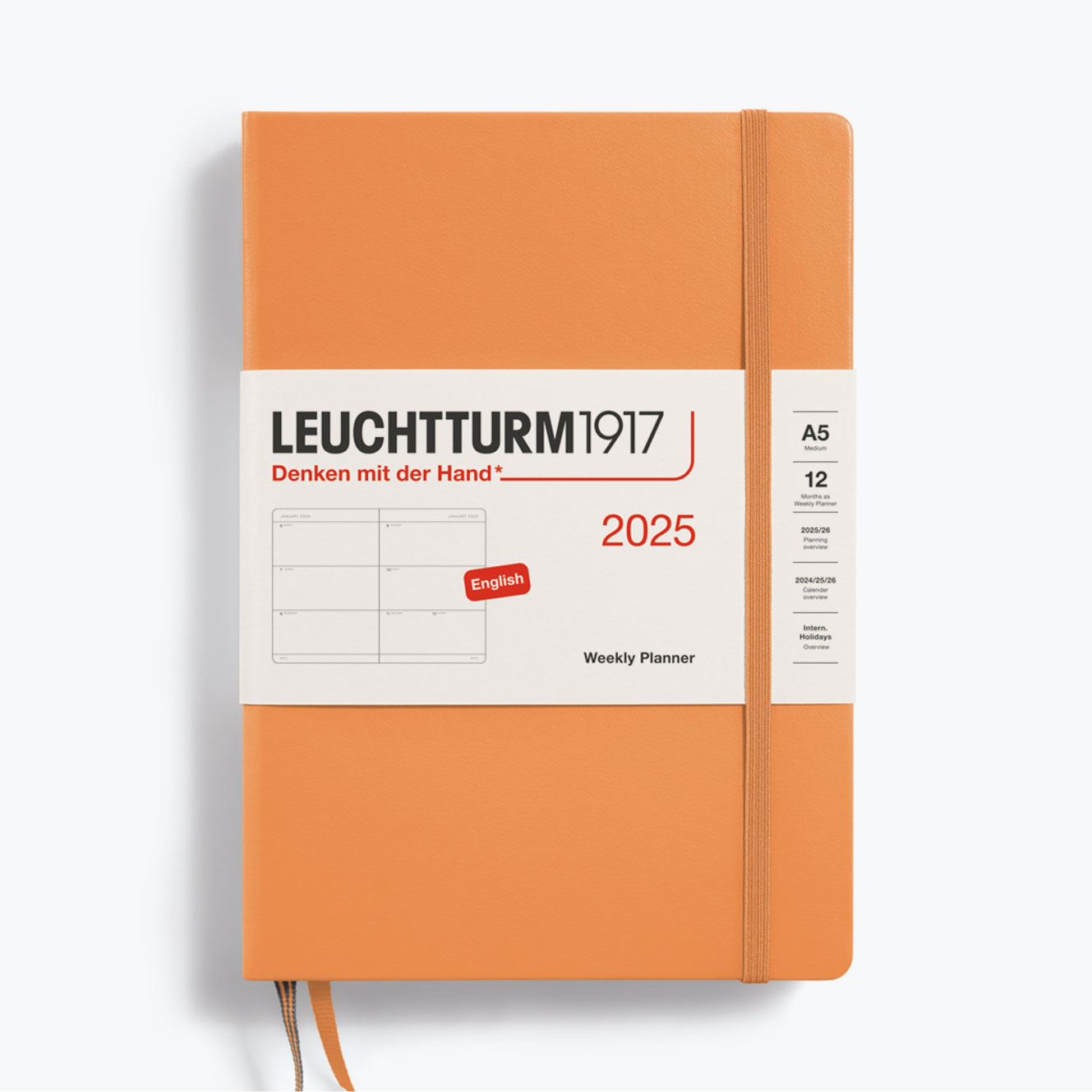 Leuchtturm1917 2025 Diary Weekly Planner A5 Apricot Hardcover