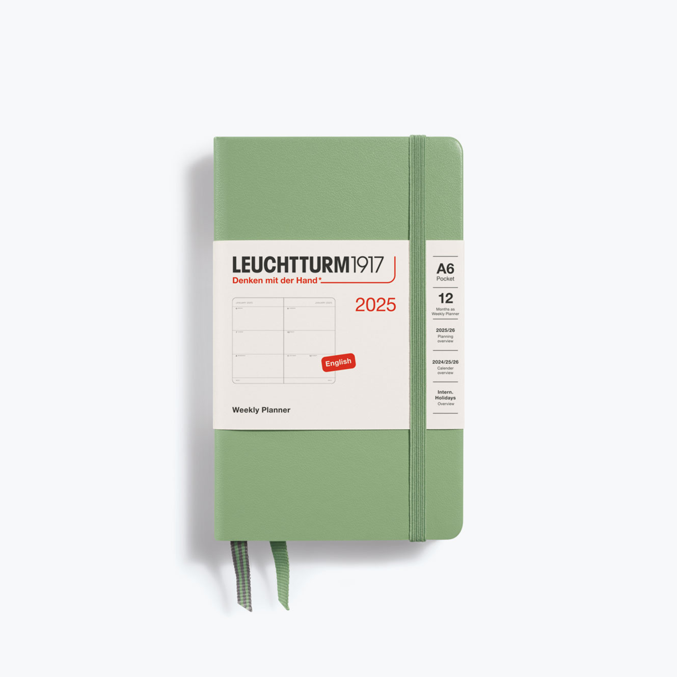 Leuchtturm1917 2025 Diary Weekly Planner A6 Sage Hardcover