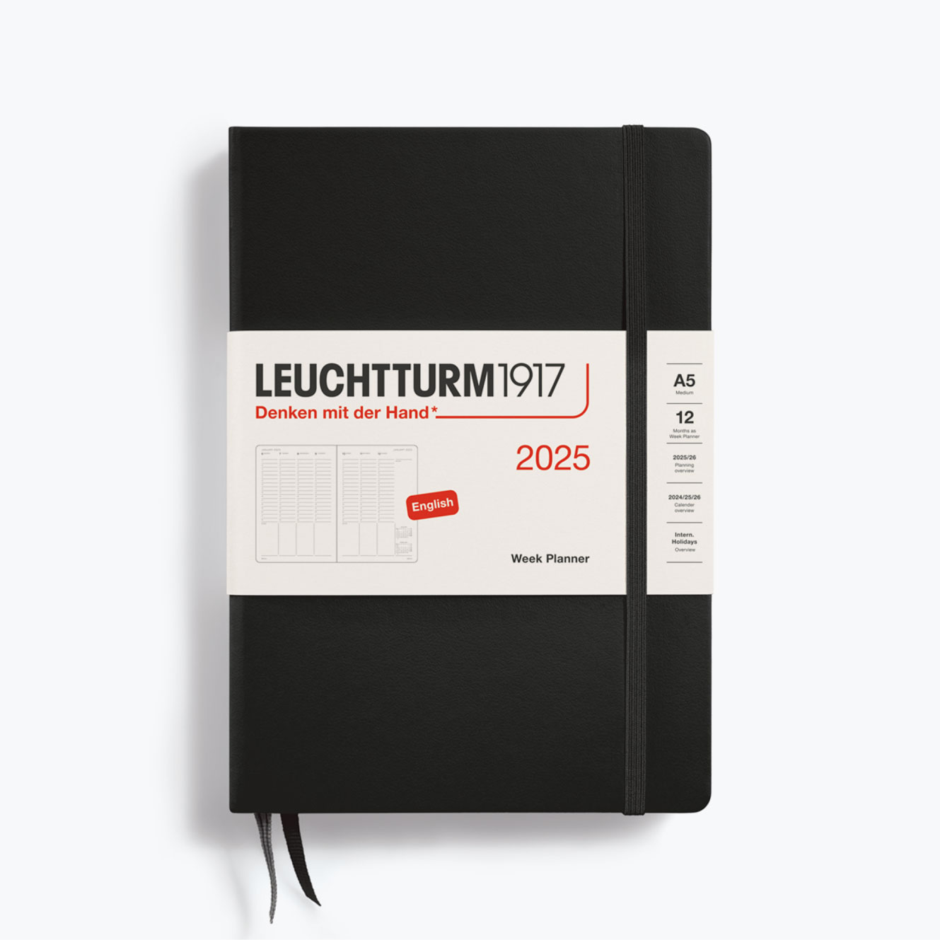 Leuchtturm1917 | 2025 Week Planner A5 Black - Bookbinders Design
