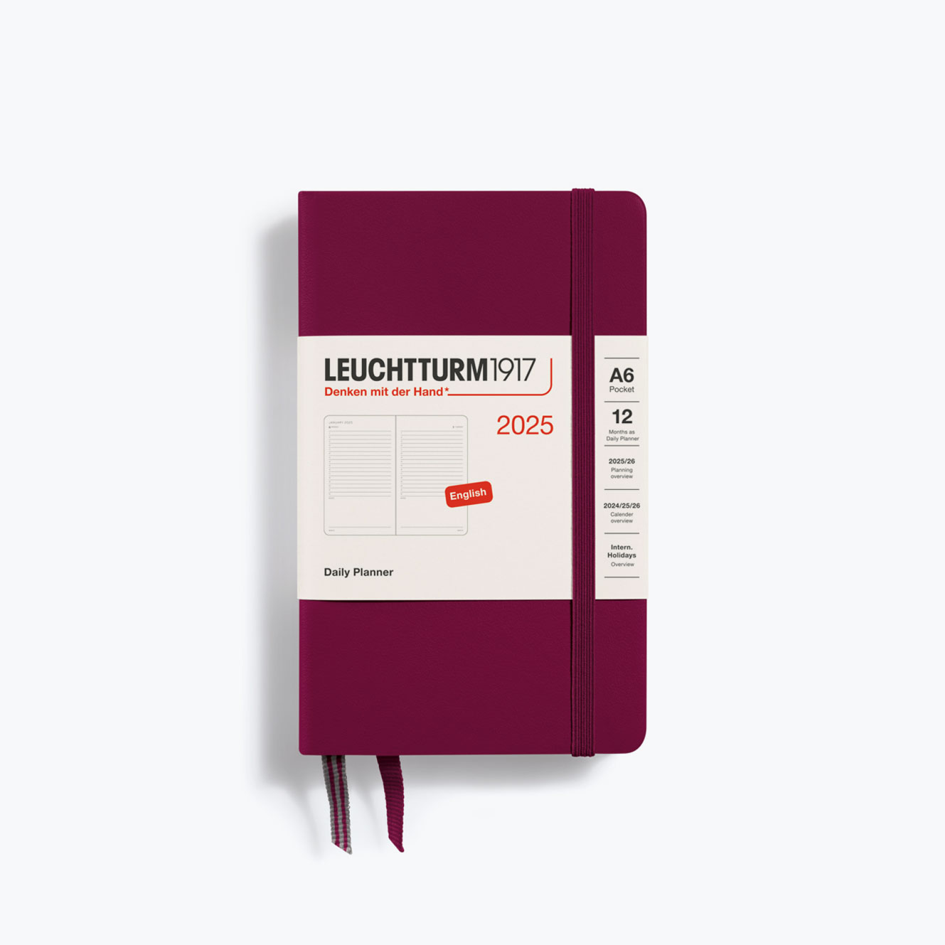 Leuchtturm1917 2025 Daily Planner A6 Port Red Bookbinders Design