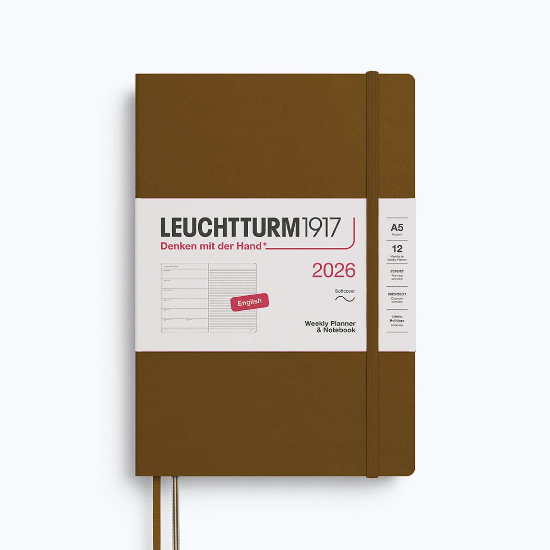Leuchtturm1917 - 2026 Diary - Weekly Notebook - A5 - Spice Brown (Soft)
