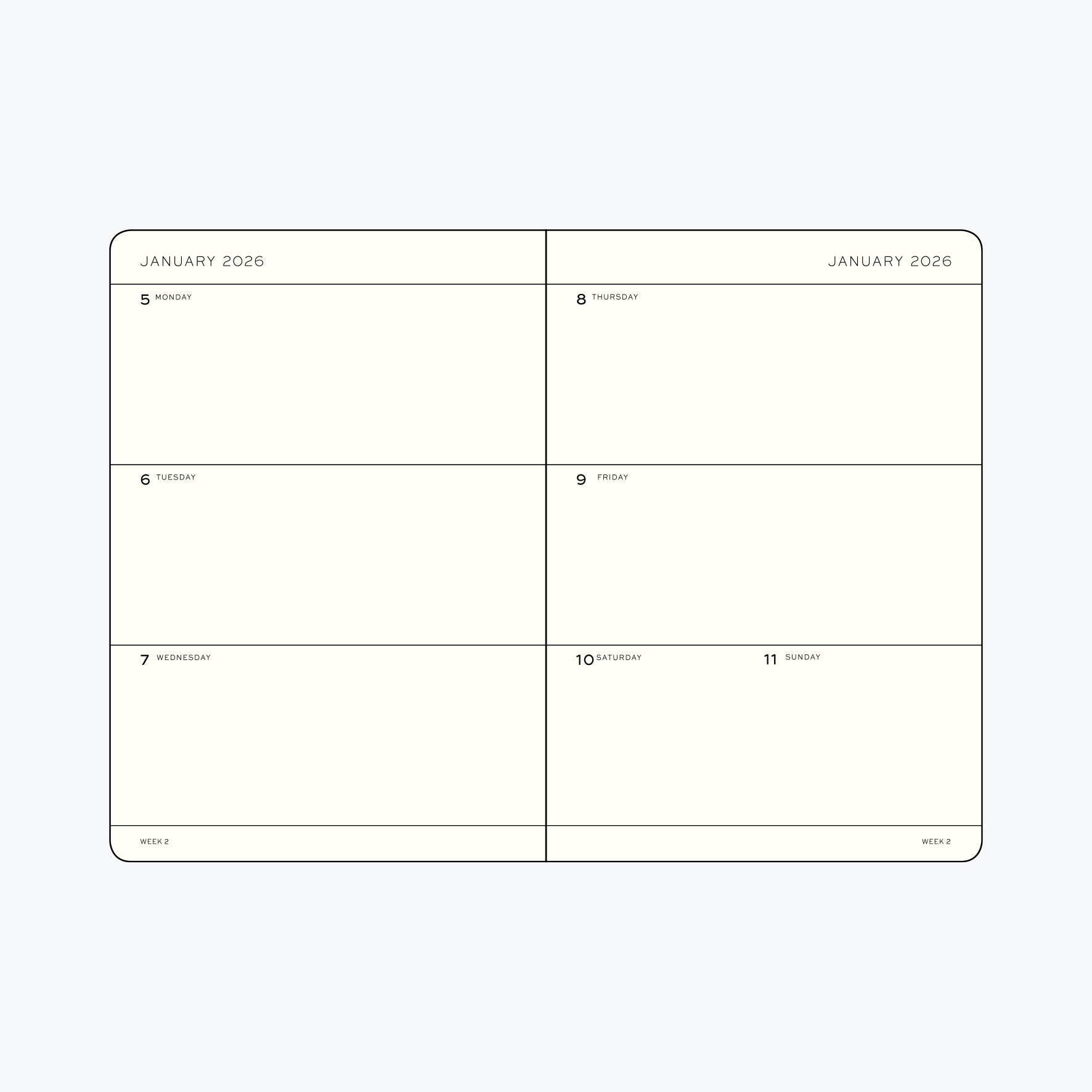 Leuchtturm1917 - 2026 Diary - Weekly Planner - A5 - Ink (Hard)