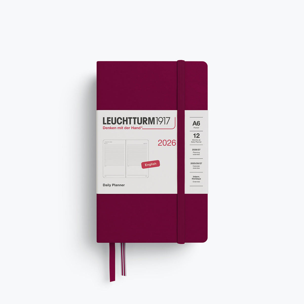 Leuchtturm1917 - 2026 Diary - Daily Planner - A6 - Port Red