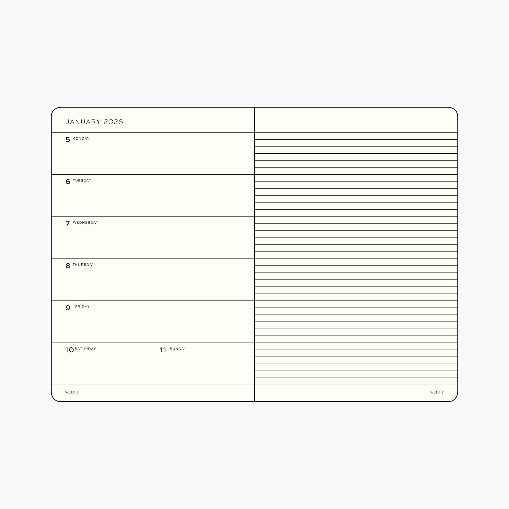 Leuchtturm1917 - 2026 Diary - Weekly Notebook - A6 - Rising Sun (Soft)