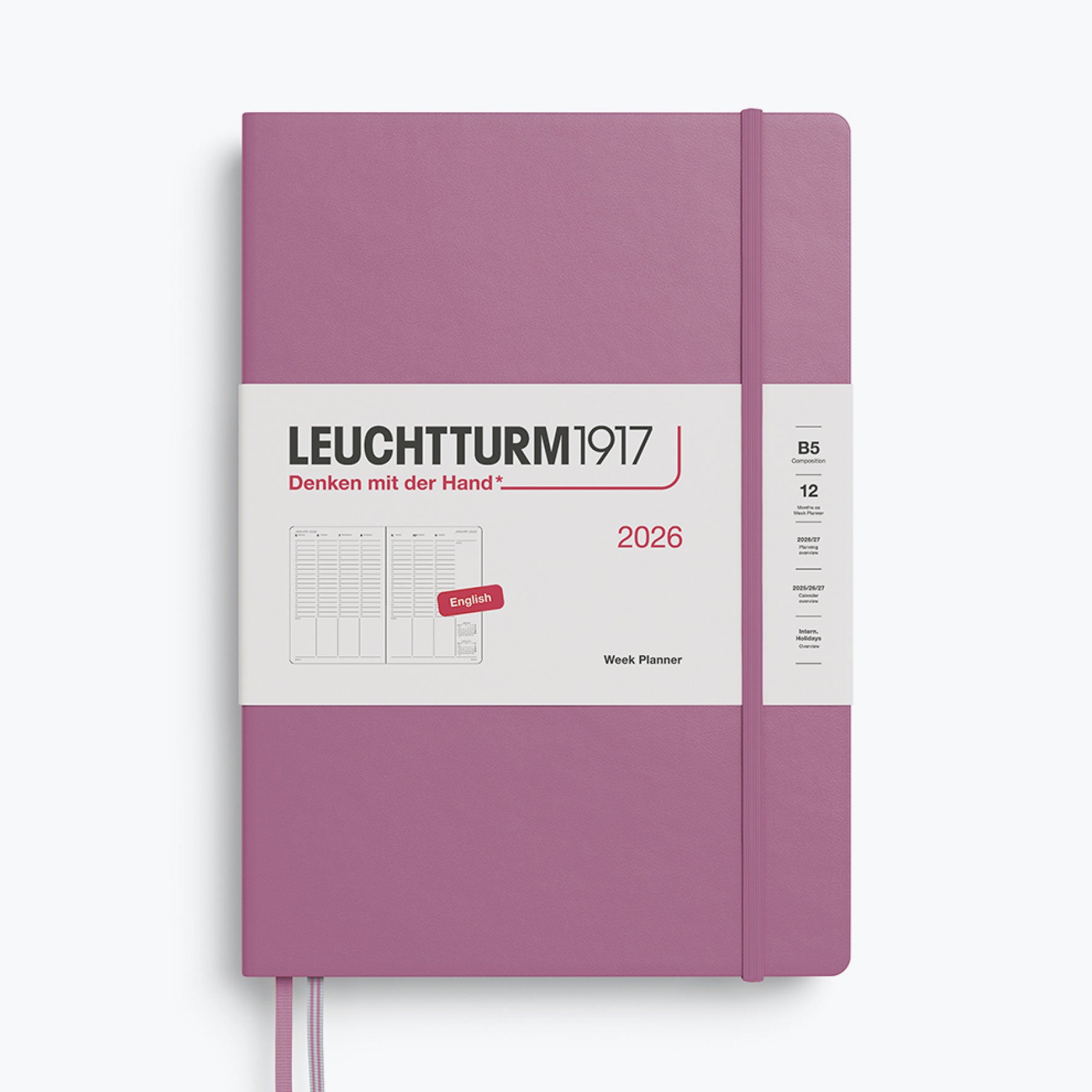 Leuchtturm1917 - 2026 Diary - Week Planner - B5 - Dusty Rose