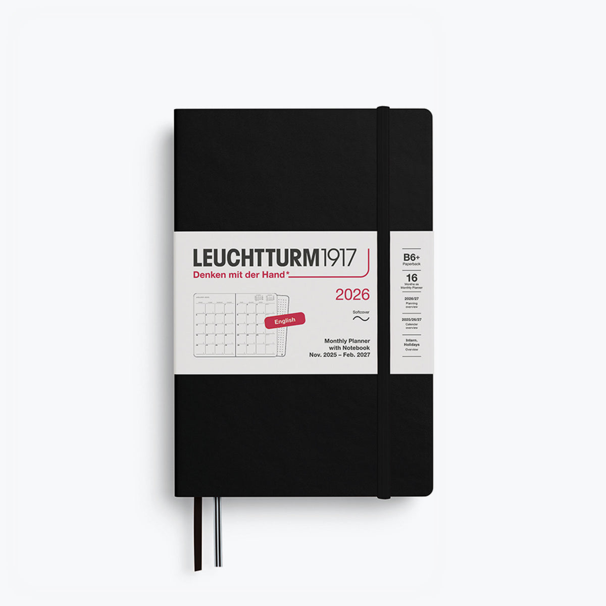 Leuchtturm1917 - 2026 Diary - Monthly Notebook - B6 - Black