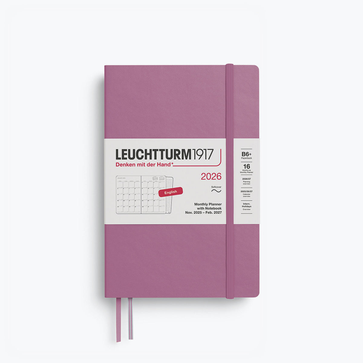 Leuchtturm1917 - 2026 Diary - Monthly Notebook - B6 - Dusty Rose