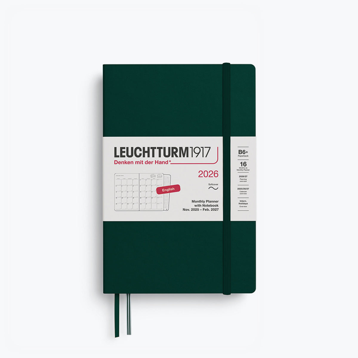 Leuchtturm1917 - 2026 Diary - Monthly Notebook - B6 - Forest Green