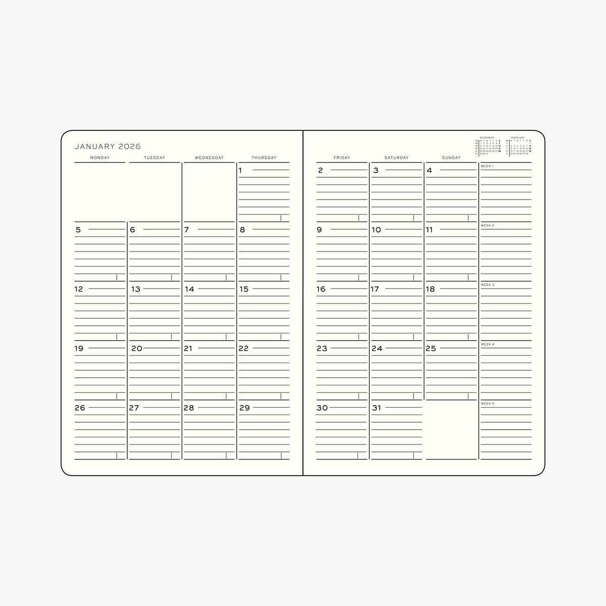 Leuchtturm1917 - 2026 Diary - Monthly Notebook - B6 - Ink