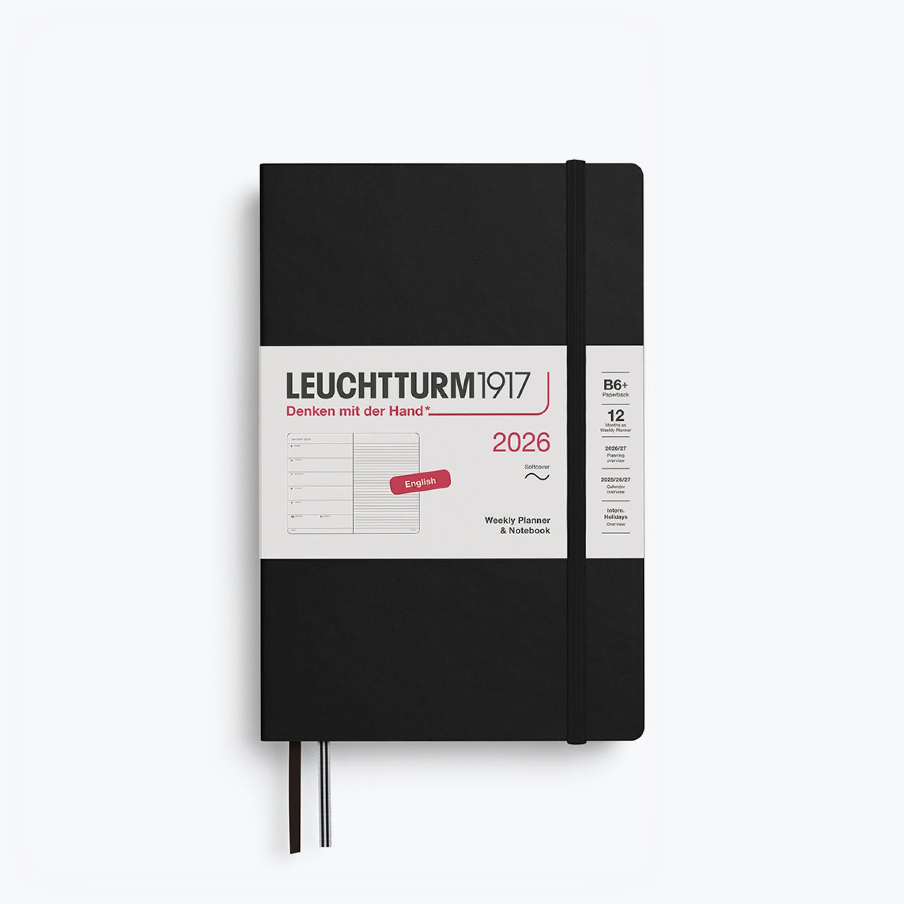 Leuchtturm1917 - 2026 Diary - Weekly Notebook - B6+ - Black