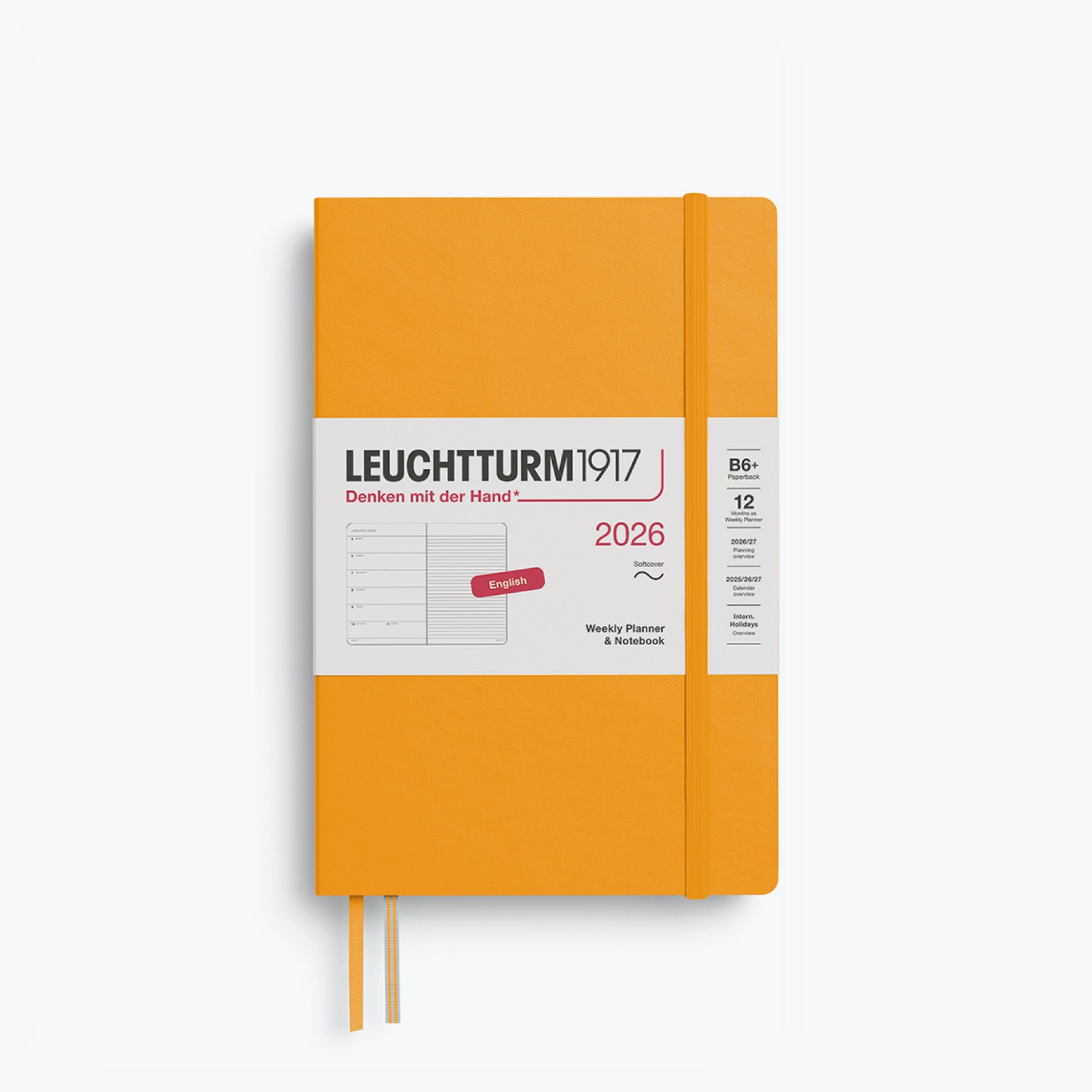 Leuchtturm1917 B6 Paperback Weekly Planner&NoteBook 2026 Softcover Rising Sun