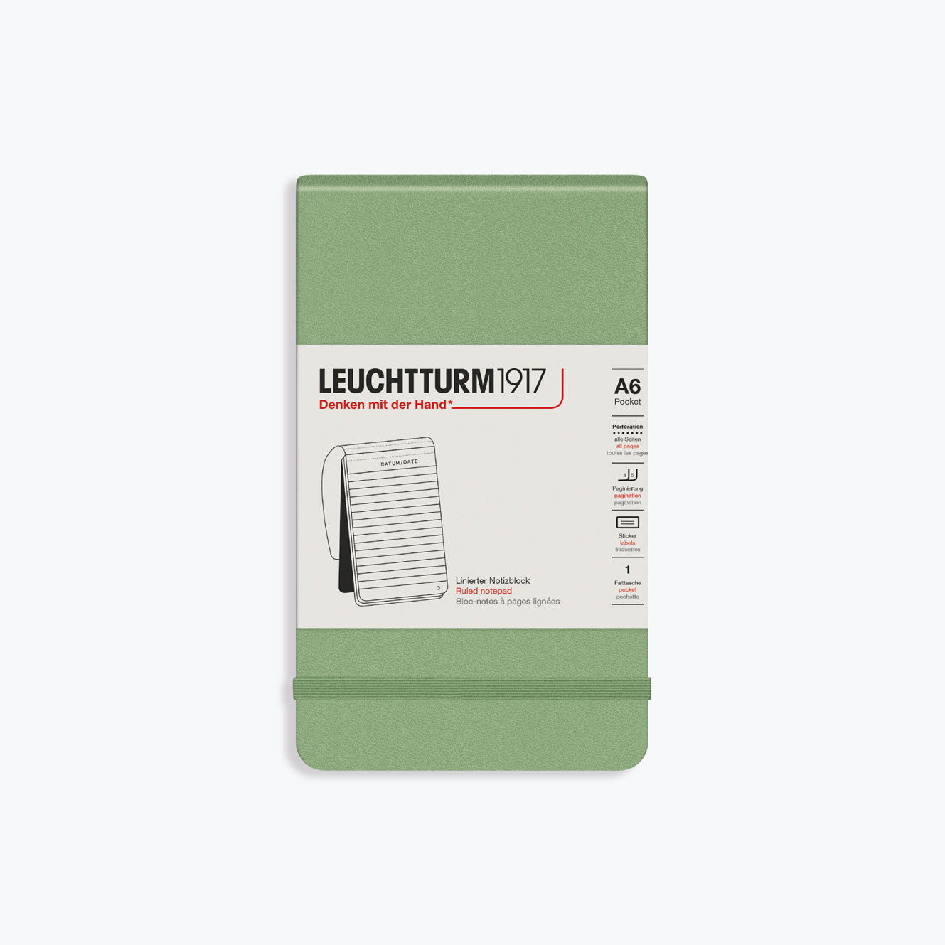 Leuchtturm1917 A6 Reporter Notepad Sage Bookbinders Design