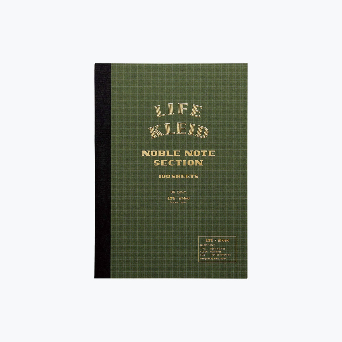 Life x Kleid - Notebook - Noble Note 2mm Grid - B6 - Olive Drab