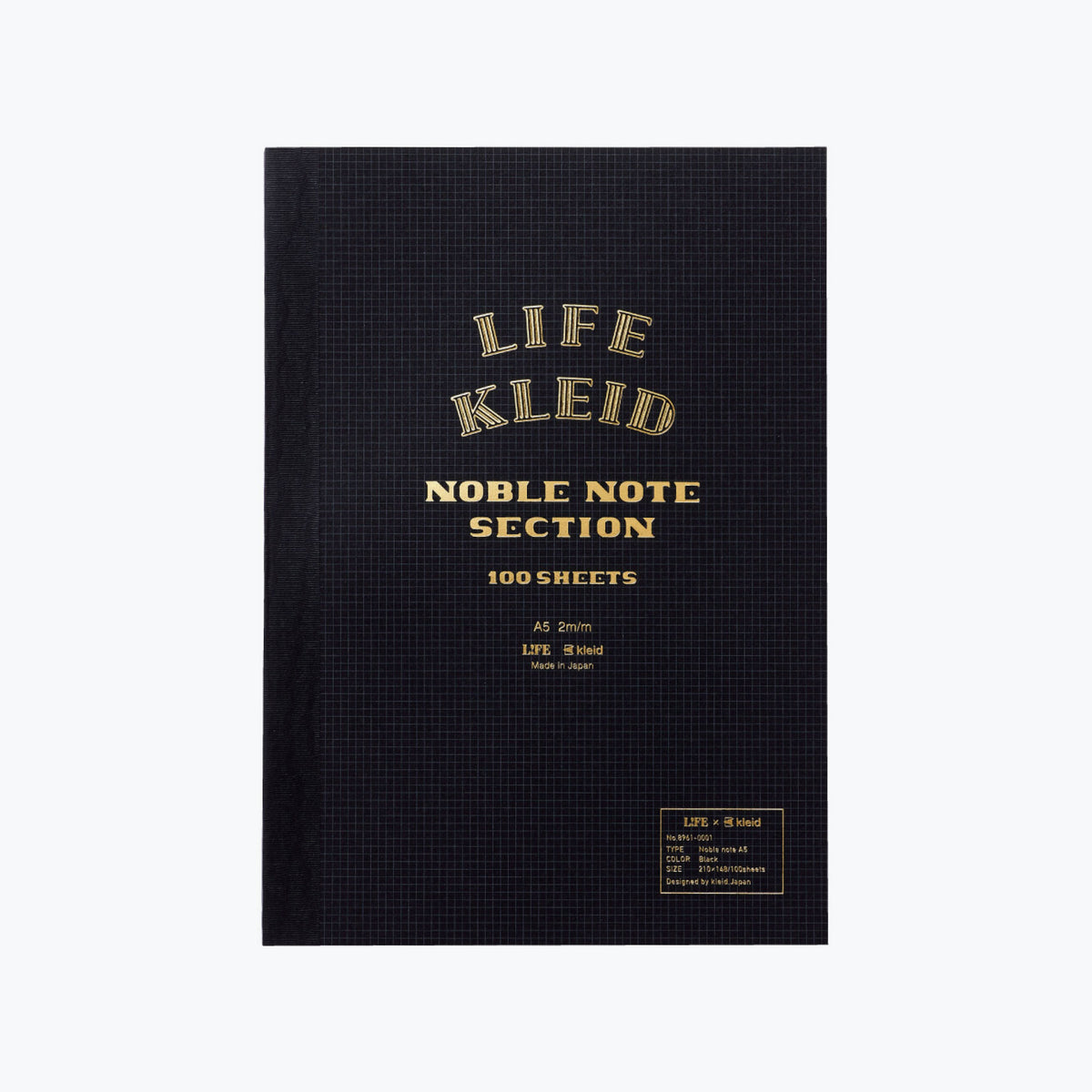 Life x Kleid - Notebook - Noble Note 2mm Grid - A5 - Black