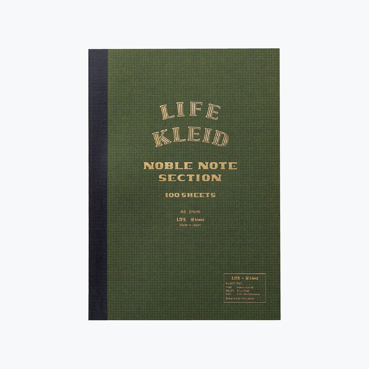 Life x Kleid - Notebook - Noble Note 2mm Grid - A5 - Olive Drab