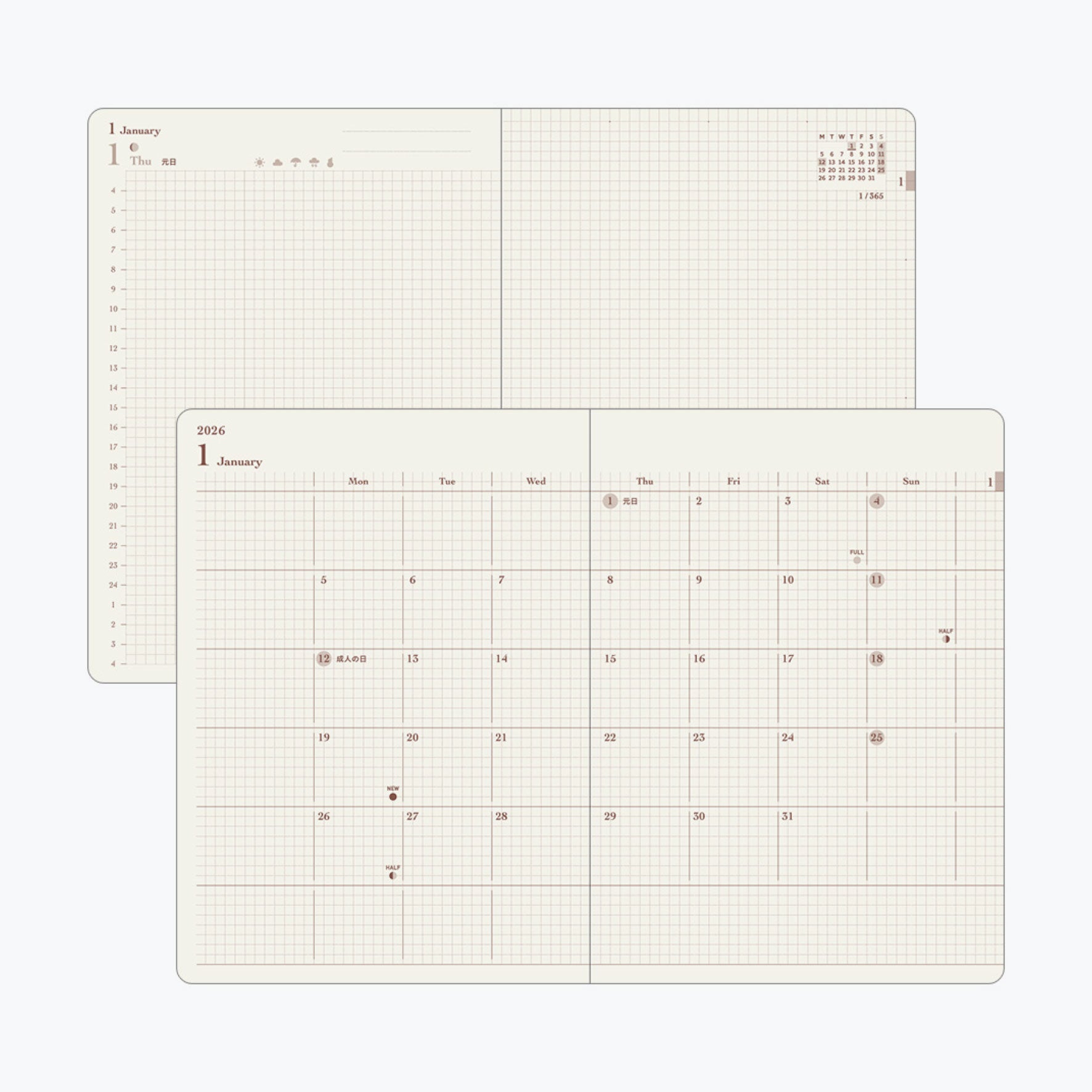 Midori - 2026 Diary - Hibino - A6 - Blue-Green