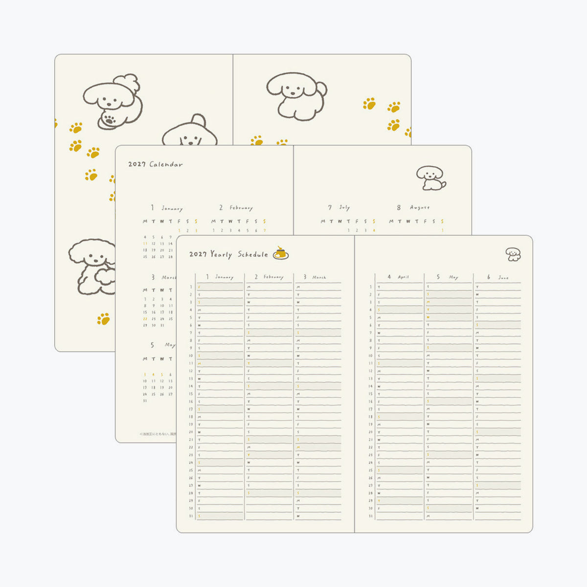 Midori - 2027 Diary - Book Style - B6 - Dogs Navy