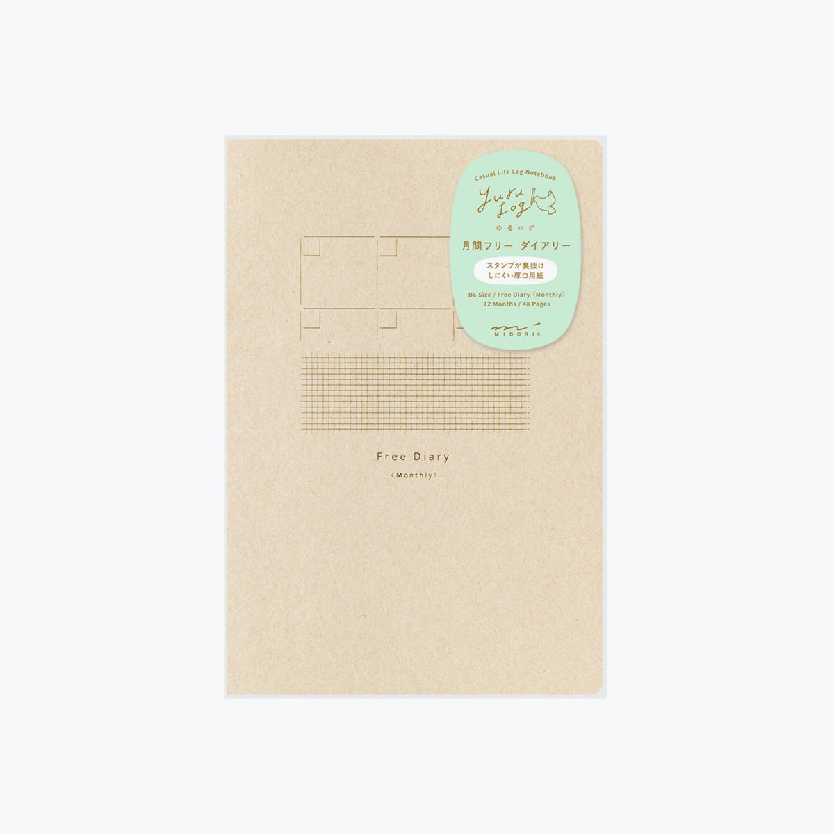 Midori - Notebook - Yuru Log - B6 - Free Diary Monthly - Beige