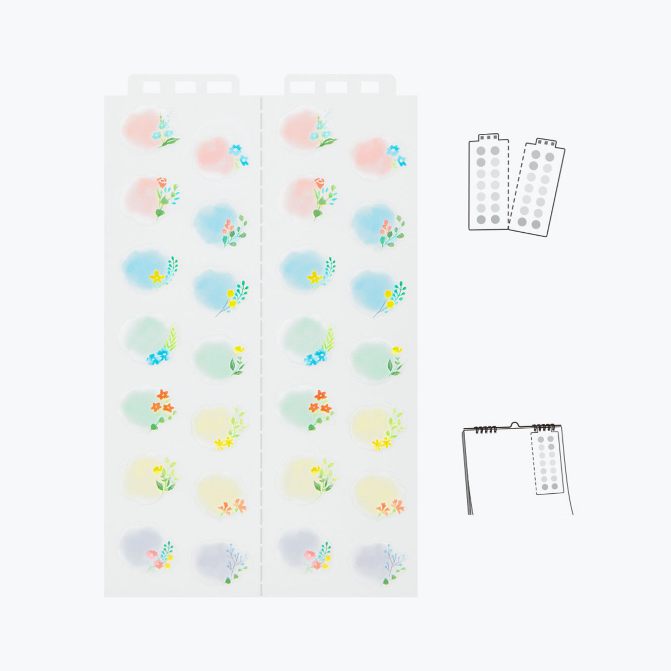 Midori - Planner Sticker - Calendar - Floral Large <Outgoing>