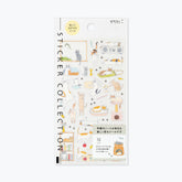 Midori sticker sheet featuring  pastel illustrations of cats in different poses