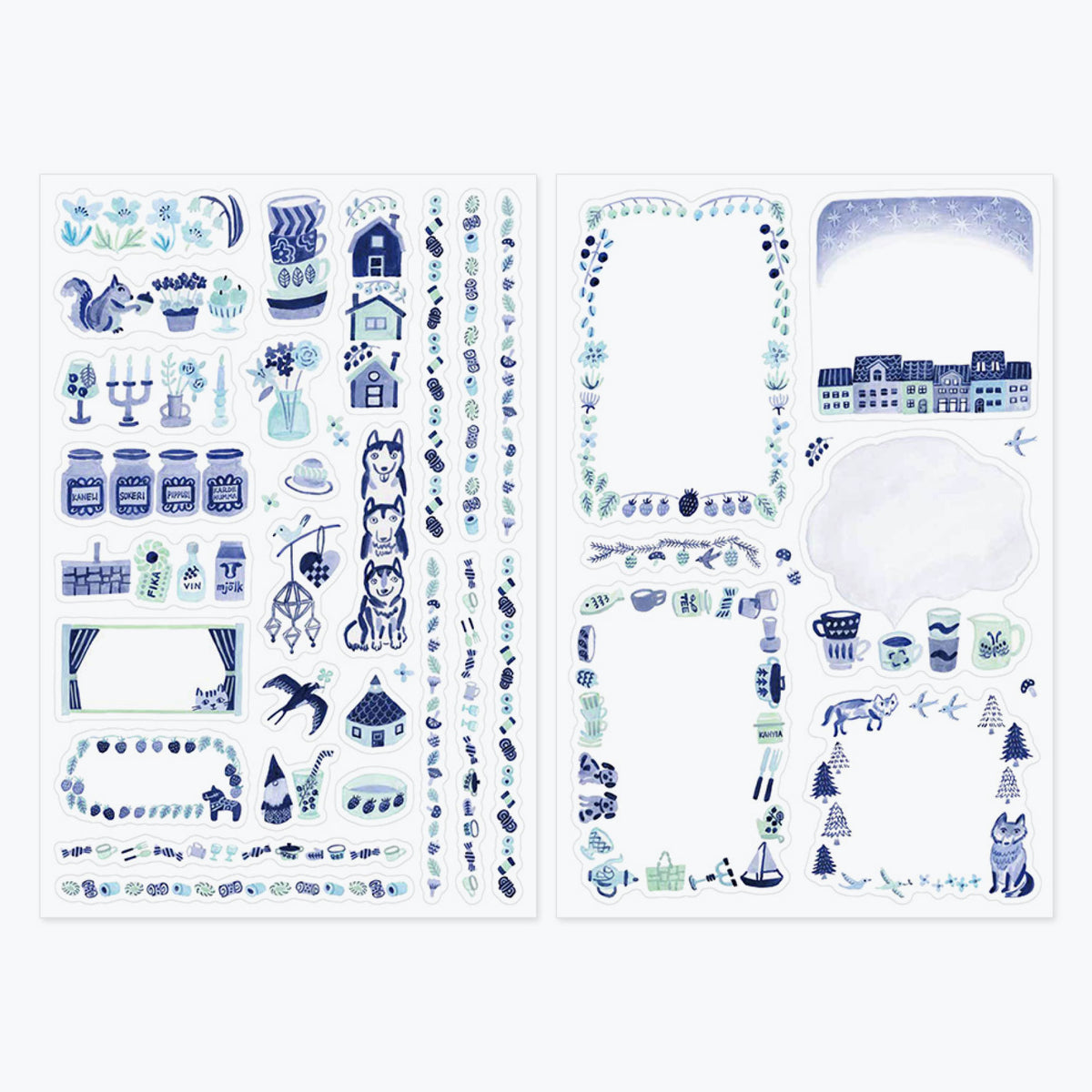 Midori - Planner Sticker - Yuru Log - Blue Nordic (2 Sheets)