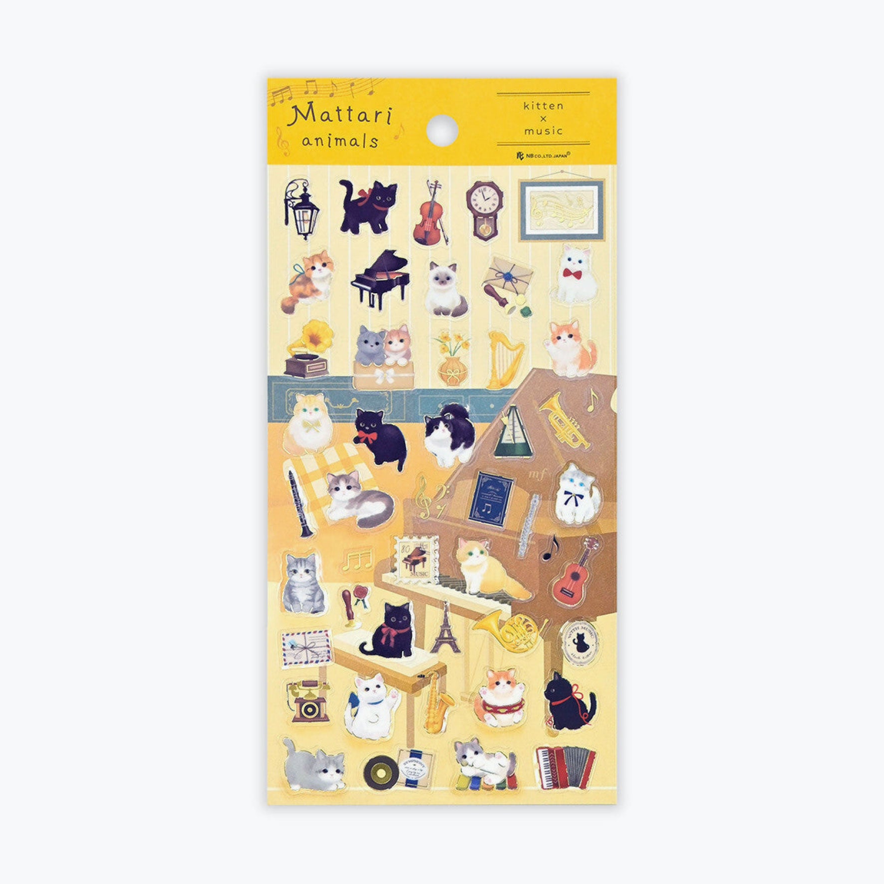 NB Japan - Planner Sticker - Mattari Animals Relaxing - Kitten x Music