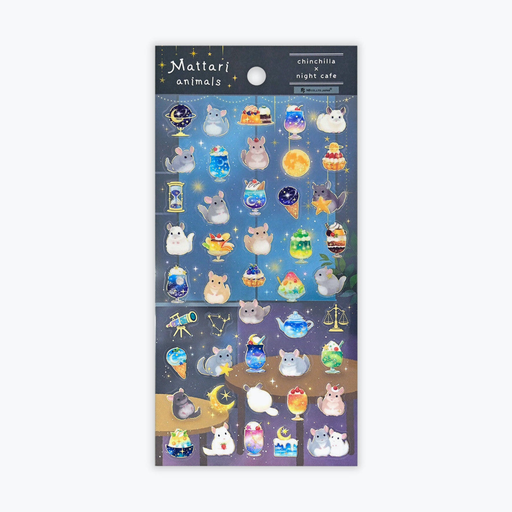 NB Japan - Planner Sticker - Mattari Animals Relaxing - Chinchilla x Night Cafe