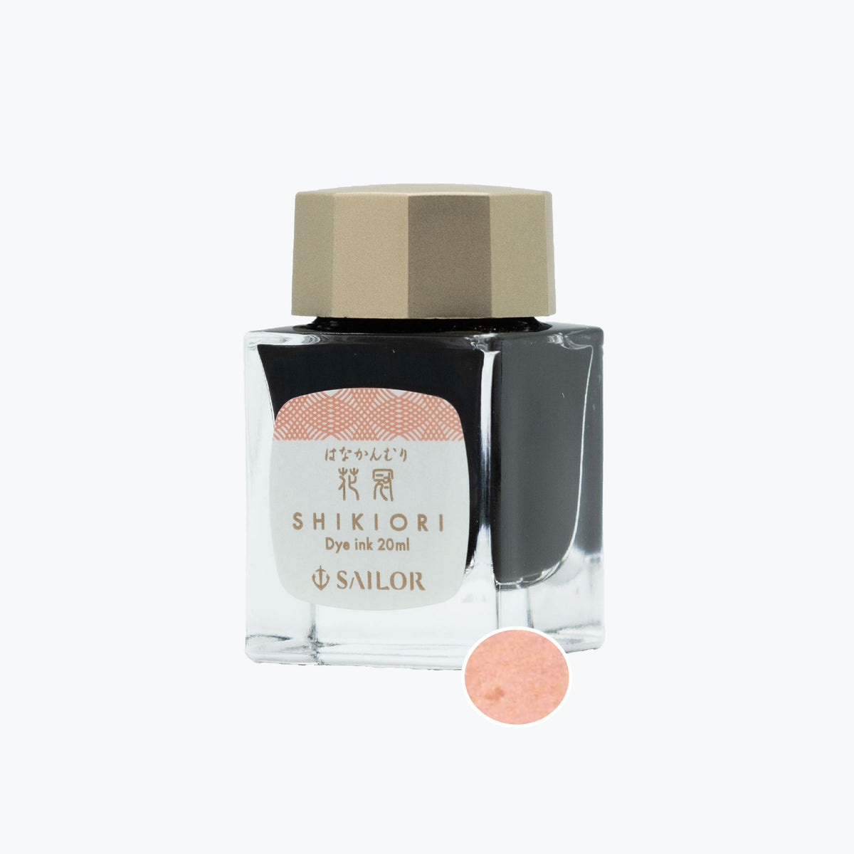 Sailor Shikiori Hanakanmuri peach-pink fountain pen ink in a glass bottle