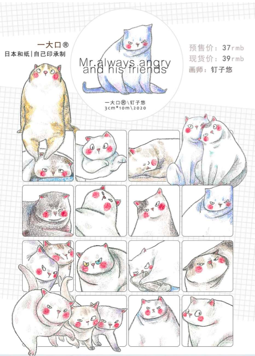 Nailyo - Washi Tape - Angry Cats